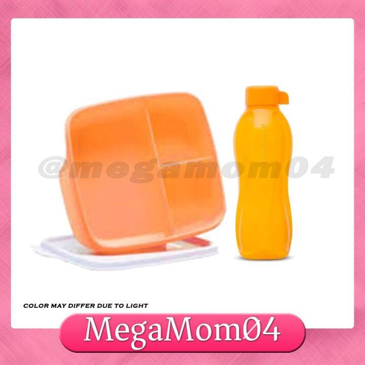 Square Divided Lunch Box And Eco Bottle Tupperware Food Storage Water square-divided-lunch-box-and-eco-bottle-tupperware-food-storage-water