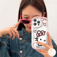 เคสโทรศัพท์การ์ตูน Hello Kitty ที่น่ารักเข้ากันได้กับ Infinix Hot 11 12 10 9 8 Play 30 20 30i 10Lite Smart 7 6Plus 6 5 SPARK GO 10 Note 30 12 G96ที่สร้างสรรค์3D แมวหวานหยักผ้าคลุม