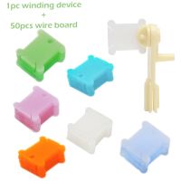 【YD】 50pcs Plastic Floss Bobbins with 1pc String Winder Bobbin Card Thread Yarn Holder Embroidery Sewing Accessories