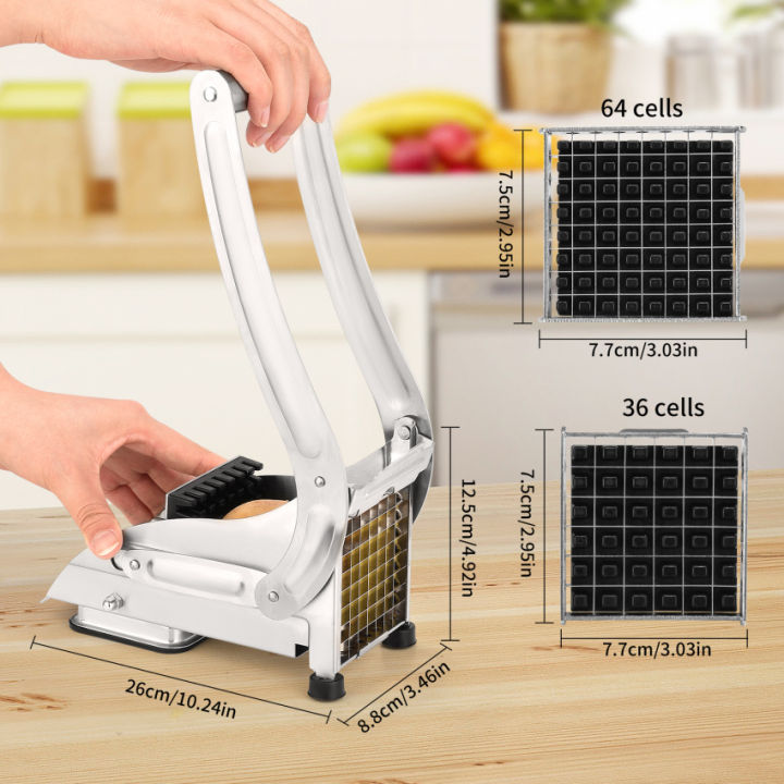 ที่ตัดมันฝรั่งทอดมันฝรั่งทอด-chipper-สแตนเลสที่มี2มีดตัดและฐานการดูดที่ปลอดภัย