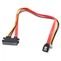 22-Pin (7 + 15) SATA ชายกับหญิงข้อมูลและ Power Combo Extension Cable-สายต่อ SATA 20นิ้ว (50ซม.)