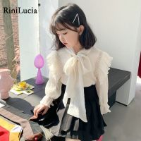 【CC】 RiniLucia Korean Baby Blouses 2023 Sleeve Children Kids Shirts