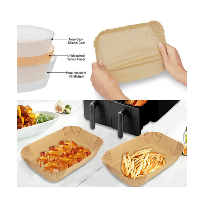200 Pcs Foodi Airfryer Kitchen Cooking Accessories Rectangular Air Fryer Paper Special Disposable Bakeware Silicone Paper for Ninja