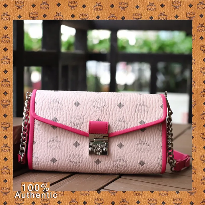 MCMˉwomen pink messenger bag messenger bag detachable shoulder strap