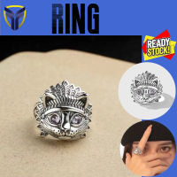 【Franco Fashion】Original S925 Sterling Silver Chief Elvis แหวน Live Retro อินเดีย Cat Head แหวนบุคลิกภาพแนวโน้มสำหรับผู้ชายและผู้หญิง