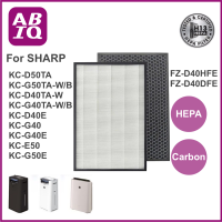 ABIQ แผ่นกรองอากาศ HEPA H13 สำหรับ Sharp KC-D50TA-W/B, KC-G50TA-W, KC-D40TA-W, KC-G40TA-W/B ใช้แทนแผ่นกรอง รุ่น FZ-D40HFE