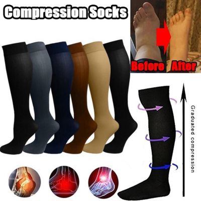 Varicose Veins Compression Socks Fit For Golf Rugby Hiking Sports For Anti Fatigue Driving Travel Flight Black Women Men Socks