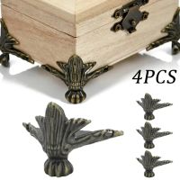 4Pcs/Set Antique Wood Box Feet Leg Corner Protector Triangle Rattan Carved Decorative Bracket For Furniture Hardware  by Hs2023