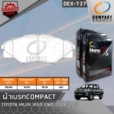 COMPACT ผ้าเบรคหน้า TOYOTA HILUX VIGO 2WD,HILUX VIGO 2WD 08-13 รหัส 737