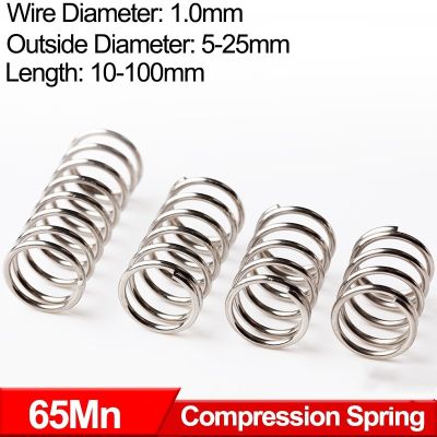 Cylindrical Helical Coil Compressed Backspring Shock Absorbing Pressure Return Compression Spring 65Mn Steel Wire Diameter 1.0mm Electrical Connectors