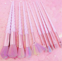 10pcs Spiral Makeup Brushes Set Maquiagem Pink Handle Unicorn Foundation Eyeshadow Beauty Women Glitter Make Up Brush Tools