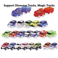 Set Glow Track Cars With 5 LED Lights 5 Pack Replacement Race Cars Ramp Compatible With Magic Tracks And Dino Dinosaur Tracks