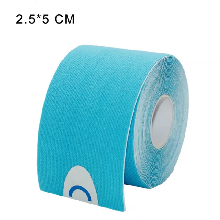【Ready Stock】Kinesiology Tape Athletic Tape Sport Recovery Tape Strapping Gym Fitness Tennis Running Knee Muscle Protector Scissor (S: 2.5cm x 5M) (M: 5cm x 5M)