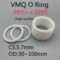 Hccdpqd ปะเก็นโอริงซีลวงแหวน VMQ 5.7Mm OD 30 100มม. ยางซิลิโคนหุ้มฉนวนเครื่องล้างกันน้ำสีขาว Nontoxi ทรงกลม