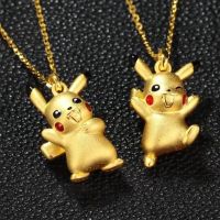 Facai. โซ่ไหปลาร้าอะนิเมะ Pikachu โชคดีแบบเรียบง่ายของฉันเครื่องประดับแฟชั่นชายแหวนปรับขนาดได้สไตล์เกาหลีสร้อยคอการ์ตูนแหวนใส่นิ้ว