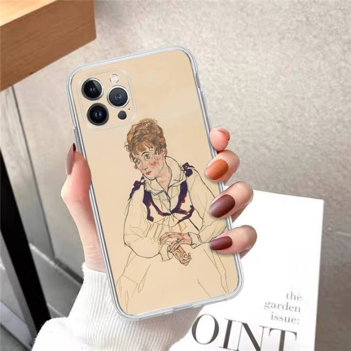 egon-schiele-เคสศัพท์สำหรับ-14-13-12-11-pro-max-xs-x-xr-se-2020-6-7-8-plus-mini-โปร่งใส-shell