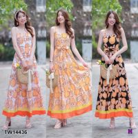 SS14436 Maxi Dress เดรส สายเดี่ยว ลายส้ม