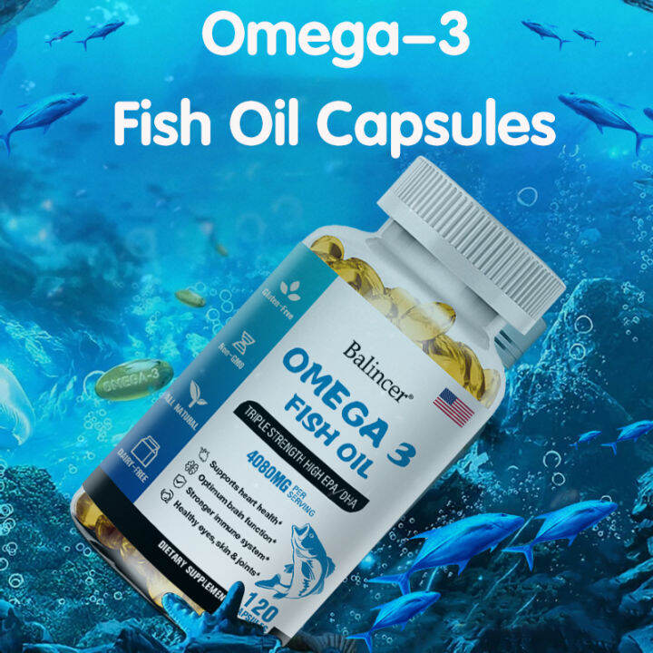 Omega3 Fish Oil Vitamin Supplement For Brain, Joints, Eyes, Heart