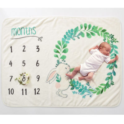 Newborn Photography Props Baby Milestone Blankets Swaddle Wrap Bathing Towels Flower Printed Cute Soft Blanket DIY Infant Kids