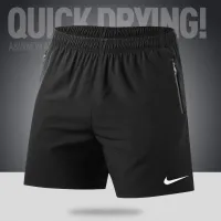 กางเกงขาสั้น Mens quick-drying sports shorts with zipper pockets M-6XL (for 40-110kg)