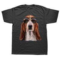 Funny Basset Hound Dog Wearing Sunglass T Shirts Graphic Cotton Streetwear Short Sleeve Birthday Gifts Summer Style T-shirt