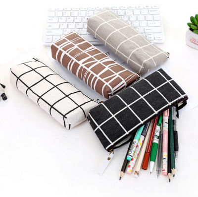 【Free Shipping】กล่องเครื่องเขียนนักเรียนสุดสร้างสรรค์แบบเรียบง่ายกล่องดินสอผ้าใบมีแถบเครื่องเขียนเพื่อการเรียนรู้
