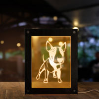 Bull Terrier Dog Led Lighting Photo Frame Kid Room Decorative Night Light Puppy Sleepy Light Frame USB Operated Doggie Desk Lamp