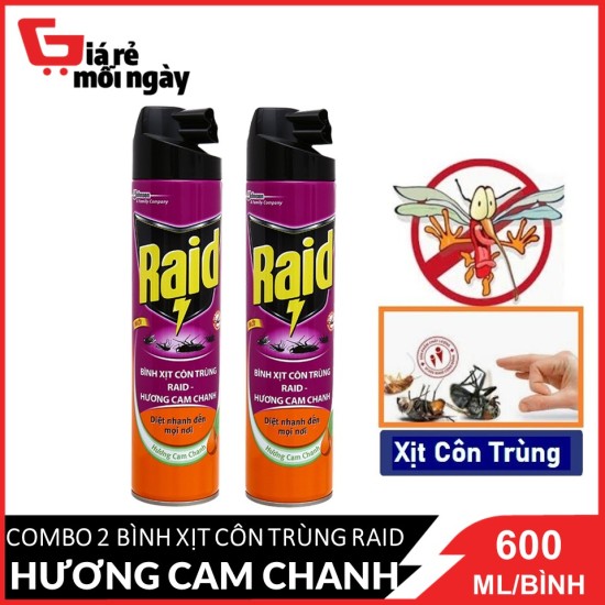 Hcmcombo 2 bình xịt côn trùng raid hương cam & chanh 600mlx2 - ảnh sản phẩm 2