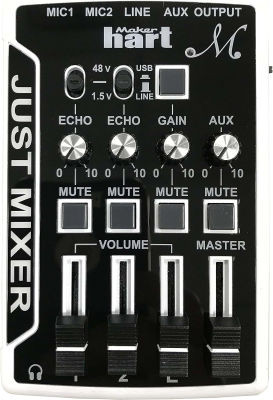 Maker Hart Just Mixer M 4 Channel Compact Microphone Mixer/2 Mic IN/2 Stereo IN/Mic Power/USB Audio IN&OUT