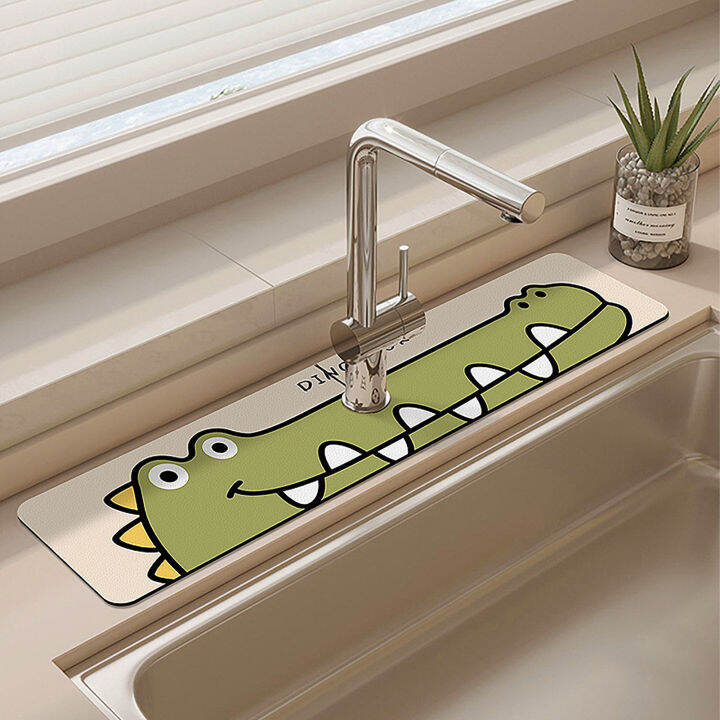 1 pc Christmas bathroom countertop mat Wash cartoon mat Kitchen countertop  drain mat wash sink absorbent mat