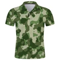 【CC】☾  Mens Polo Shirt Camouflage Printed Comics Shirts Fashion Streetwear Ropa De Hombre Short Sleeve Loose Homme