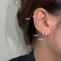 2PCS Stainless Steel Minimal Wave Hoop Earrings Crystal Zirconia Small Huggie Thin Cartilage Earring Piercing Jewelry 2023 New