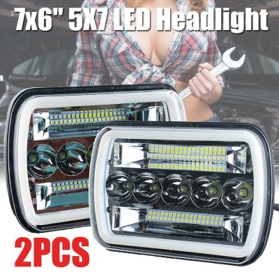 1 Pair 240W 5X7inch 7X6inch LED Headlight Hi-Lo Beam Halo DRL for Jeep Cherokee Wrangler XJ YJ