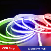 RGB COB LED Strip 24V 630 LEDsm Soft Flexible COB Tape Colorful Mobile APP Controlled LED Light for Indoor Decoration Lighting