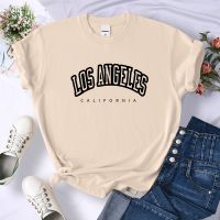 Los Angeles เสื้อยืดพิมพ์ลายลายตัวอักษรแบบตลกแคลิฟอร์เนียสำหรับผู้หญิงเสื้อยืดสตรีทฤดูร้อนเสื้อยืดระบายอากาศได้ดีแขนลำลองขาสั้นแบบเรียบง่าย