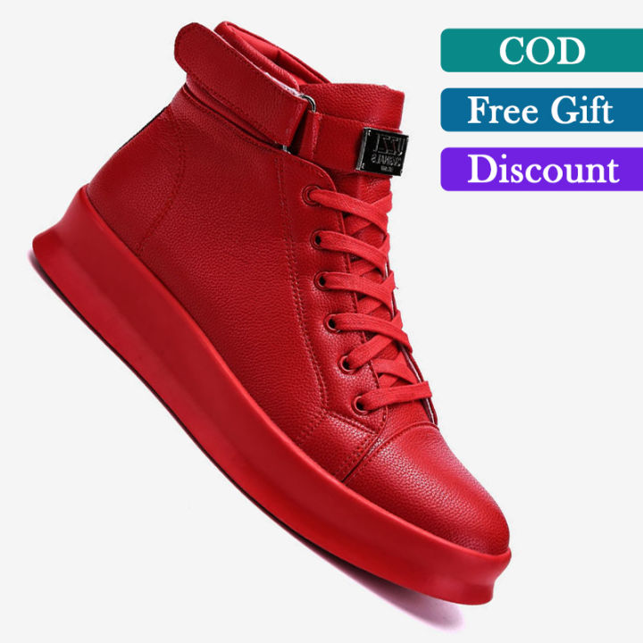 Leather Boots Men Designer Ankle Boots High Top Sneakers Casual Shoes  Casual Martin Boot For Men (Black,White,Red) | Lazada Ph