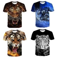 2023 NEWHip-Hop เสื้อยืดผู้ชายฤดูร้อนใหม่ขนาดใหญ่ใหม่ Tiger เสื้อยืดผู้ชาย Animation เสื้อยืดจีน3D พิมพ์เสื้อยืด