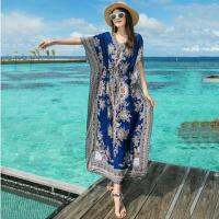 【YF】 Dress Summer Womens Clothing Cotton Maxi Bohemia Robe Loose XL Seaside Holiday Beach Printing Retro Leisure New