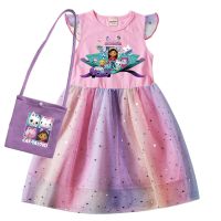 Gabbys Dollhouse Kids Summer Dress Baby Girls Cute Gabby Cats Lace Princess Dress Toddler Girls Birthday Party Dresses+Bag  by Hs2023