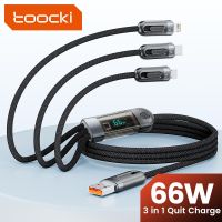 Toocki 3 in 1 สายเคเบิลชาร์จ USB Type C 66W แบบใส สําหรับ Type C Micro lOS dgh