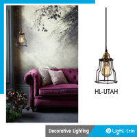 Lighttrio โคมไฟวินเทจ โคมไฟเพดาน Hanging Lamp ขั้ว E27 วัสดุเหล็ก รุ่น HL-UTAH - สีทองรมดำ (ไม่รวมหลอดไฟ)