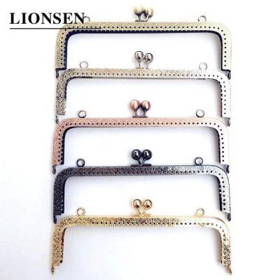 【CW】 LIONSEN 20cm big size square Metal Purse Frame Handle for Clutch Handbag Accessories Clasp Lock bronze silver