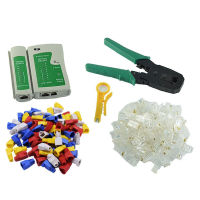 มัลติฟังก์ชั่ RJ11 RJ45 Cat5 Cat6 Crimping Plier Network Crimper Tools Kit พร้อม 100 8P8C Connector Cable Tester 100 Plug Cover