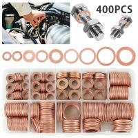 M5-M20 Copper Washers Assorted 9Sizes O Ring Copper Gaskets Set Flat Ring Seal Kit Assortment Car Copper Sealing Rings With Case