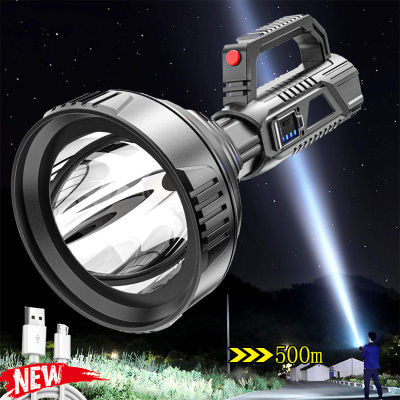 Flashlight ไฟฉายแรงสูง ไฟฉาย T6 LED โคมไฟแบบพกพาแสงจ้าระยะไกลไฟฉาย USB จอแสดงผลไฟฟ้าไฟฉายแบบชาร์จไฟได้ ไฟฉายความสว่างสูง ไฟฉายแรงสูงซูม ไฟแฟลช์ ไฟฉุกเฉินCOB