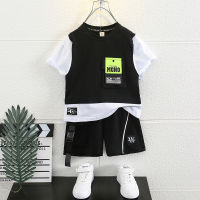 Boys Summer Suit 2023 New Boys Sports Hip Hop Handsome Childrens Summer Fried Street Tooling Trendy Child Clothes