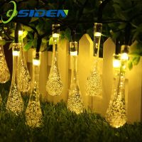 ZZOOI LED Outdoor Water Drops Solar Lamp String Lights 5/7M 20/50LEDs Fairy Holiday Christmas Party Garland Garden Decoration