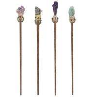 Wizard Crystal Stone Wood Wand Cosplay Accessories Witch Wand Magicial Wand Gemstones Stick Collection Photo Prop Magical Gemstone Professor Wand for PArty smart