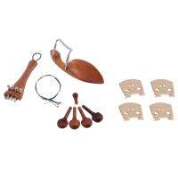 1 Set Chin Rest Tailpiece Fine Tuner Tuning Peg Tailgut Endpin Strings Kit &amp; 1 Set 4/4 Maple Bridge