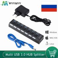 [HOT HAIXWLXKWW 589] WvvMvv USB 3.0 Hub USB3.0 Splitter 3 Hab ใช้อะแดปเตอร์7พอร์ตหลาย Expander พร้อมสำหรับ